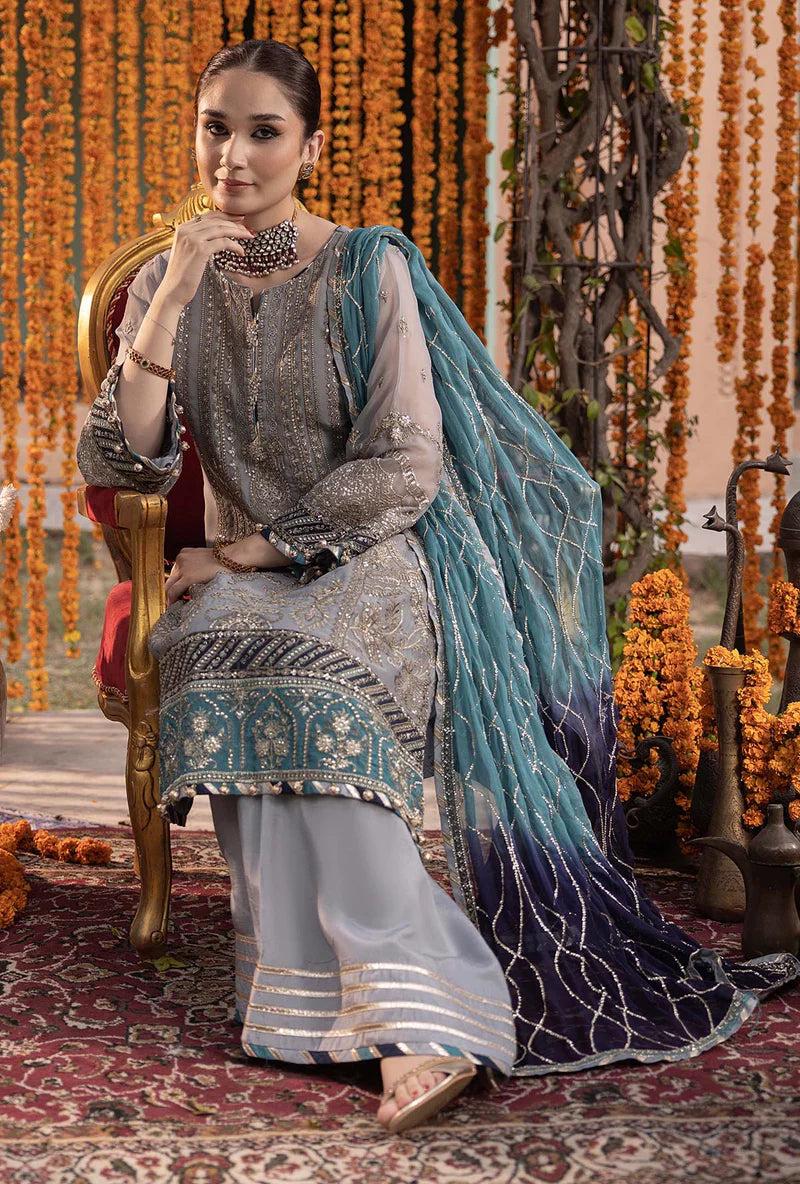 3pc Adan Libas Chiffon Embroidered Unstitched Collection RANG-E-MEHFIL 005