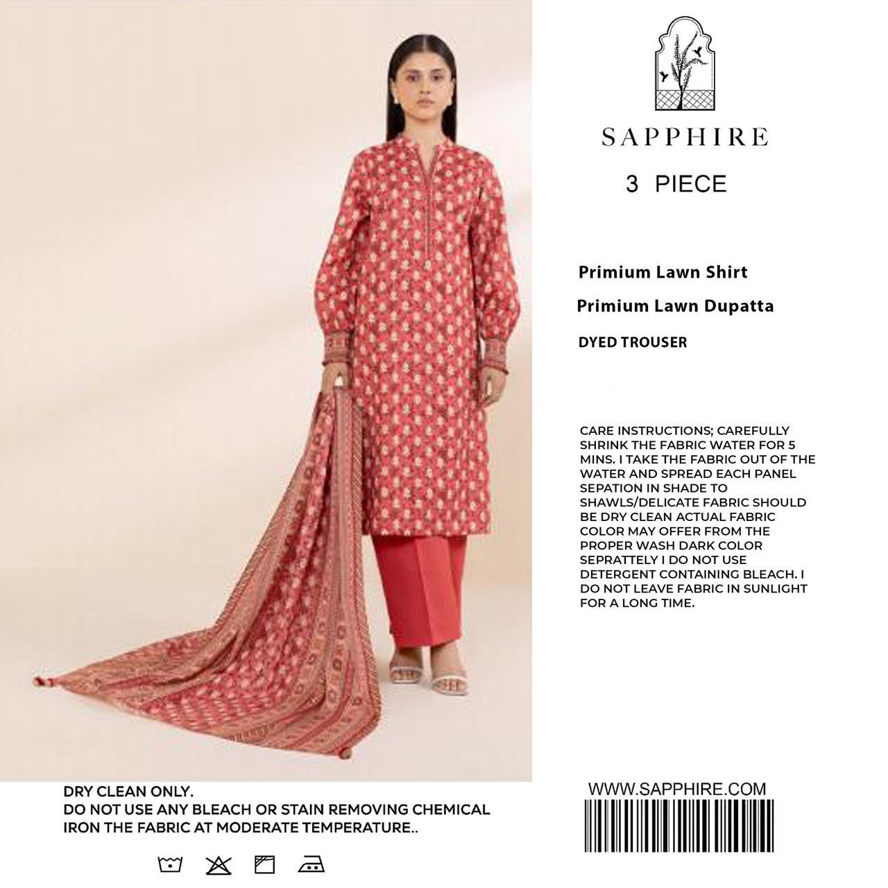SAPPHIRE Luxury Embroidered Unstitched 3 Piece Lawn Suit – ZeenatWear360