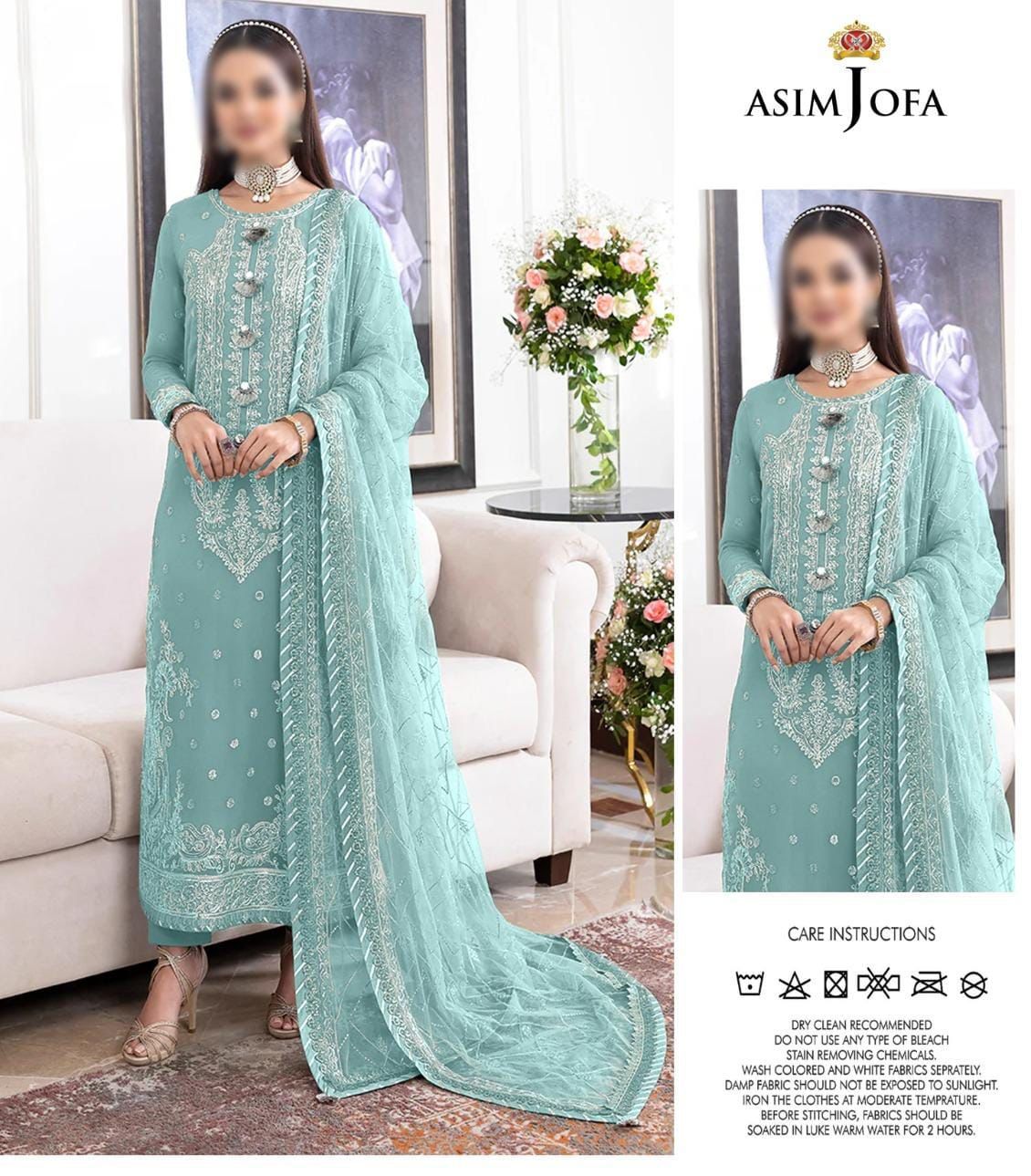 3pc suit 🍂Unstitched Chiffon Collecton🍂Asim Jofa🍂 