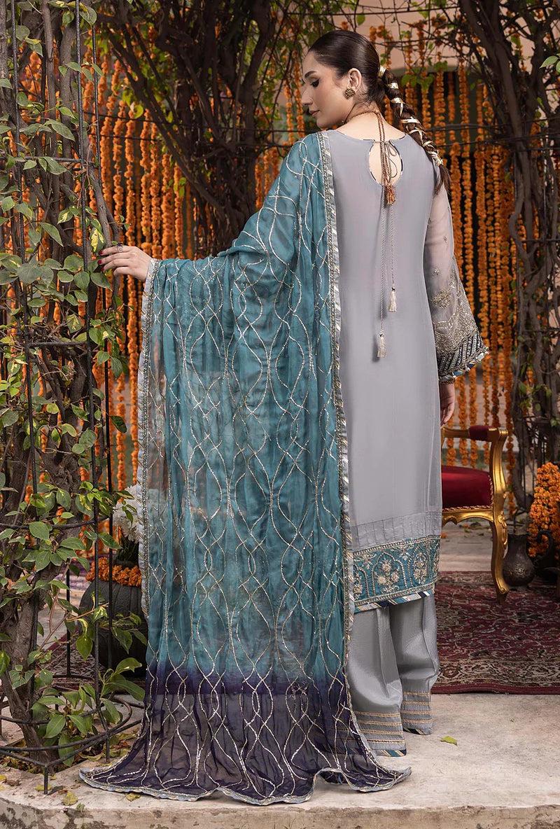3pc Adan Libas Chiffon Embroidered Unstitched Collection RANG-E-MEHFIL 005