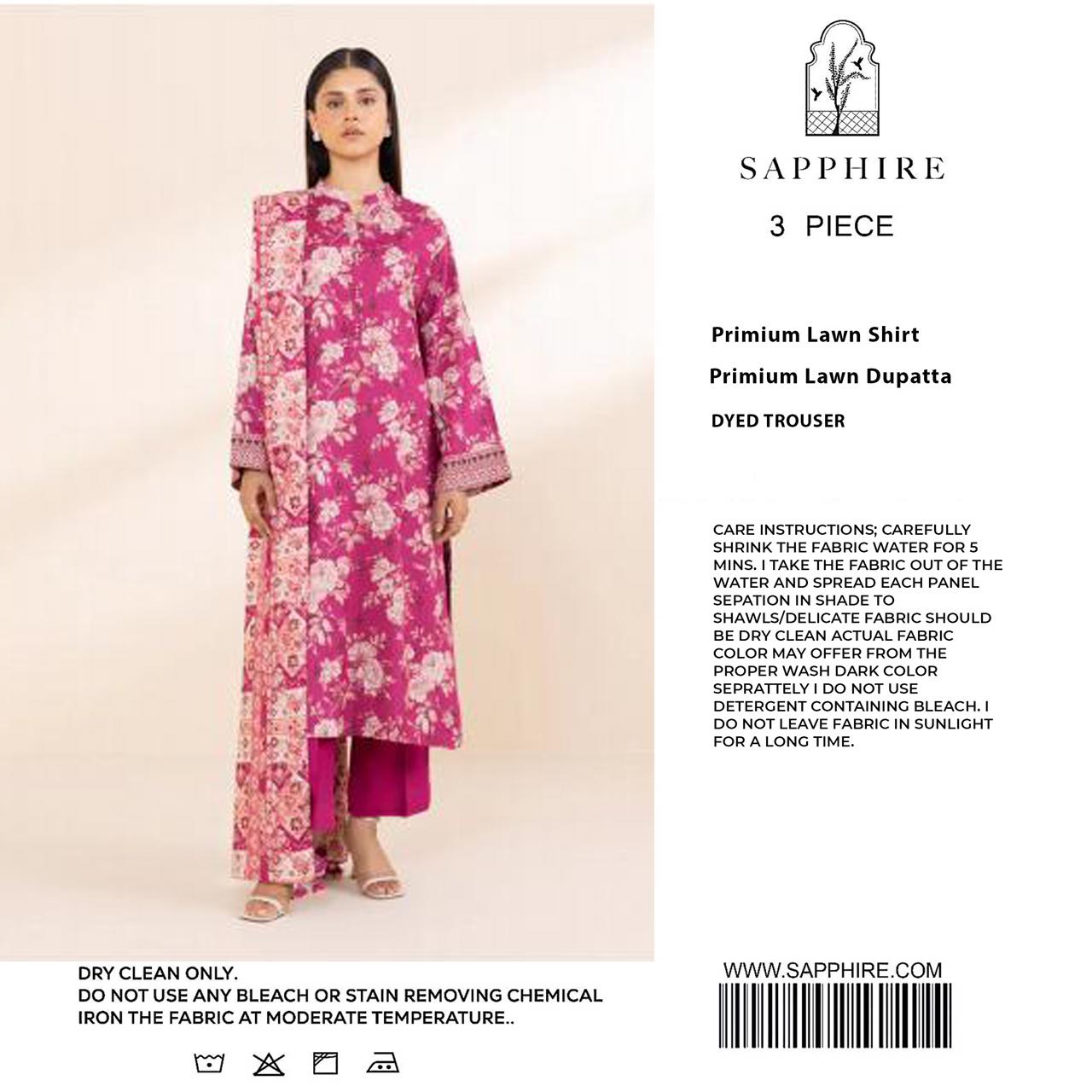 SAPPHIRE Luxury Embroidered Unstitched 3 Piece Lawn Suit – ZeenatWear360
