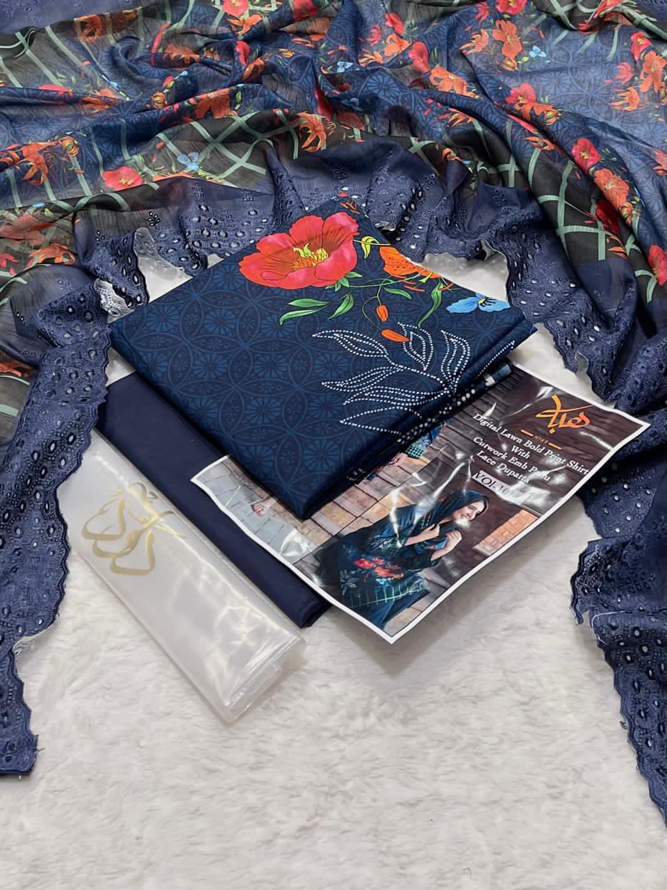 DAWOOD GEE BY HORAIN  Premium Digital Printed Unstitched 3 Piece Lawn Suit – ZeenatWear360  