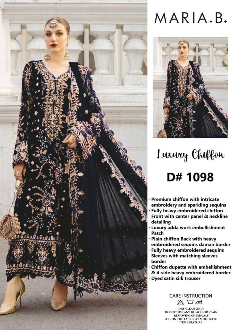   Maria B Premium Digital Printed Unstitched 3 Piece chiffon  Suit – ZeenatWear360  