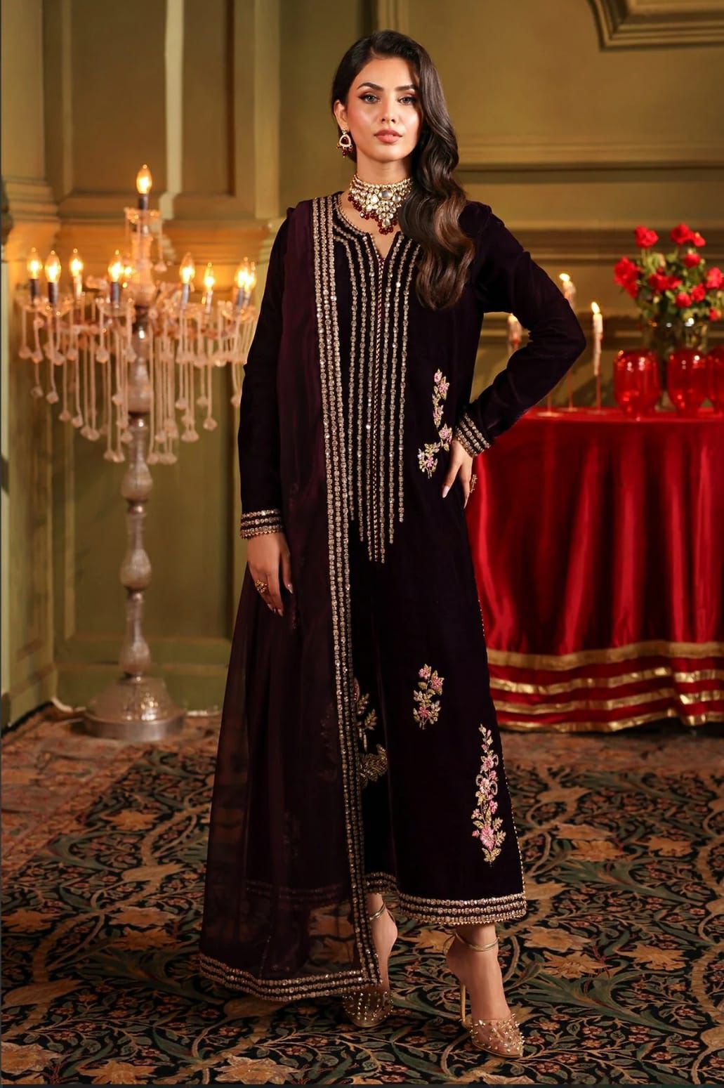  3pc Suit VELVET With CHIFFION Dupatta by 🍂CHARIZMA🍂