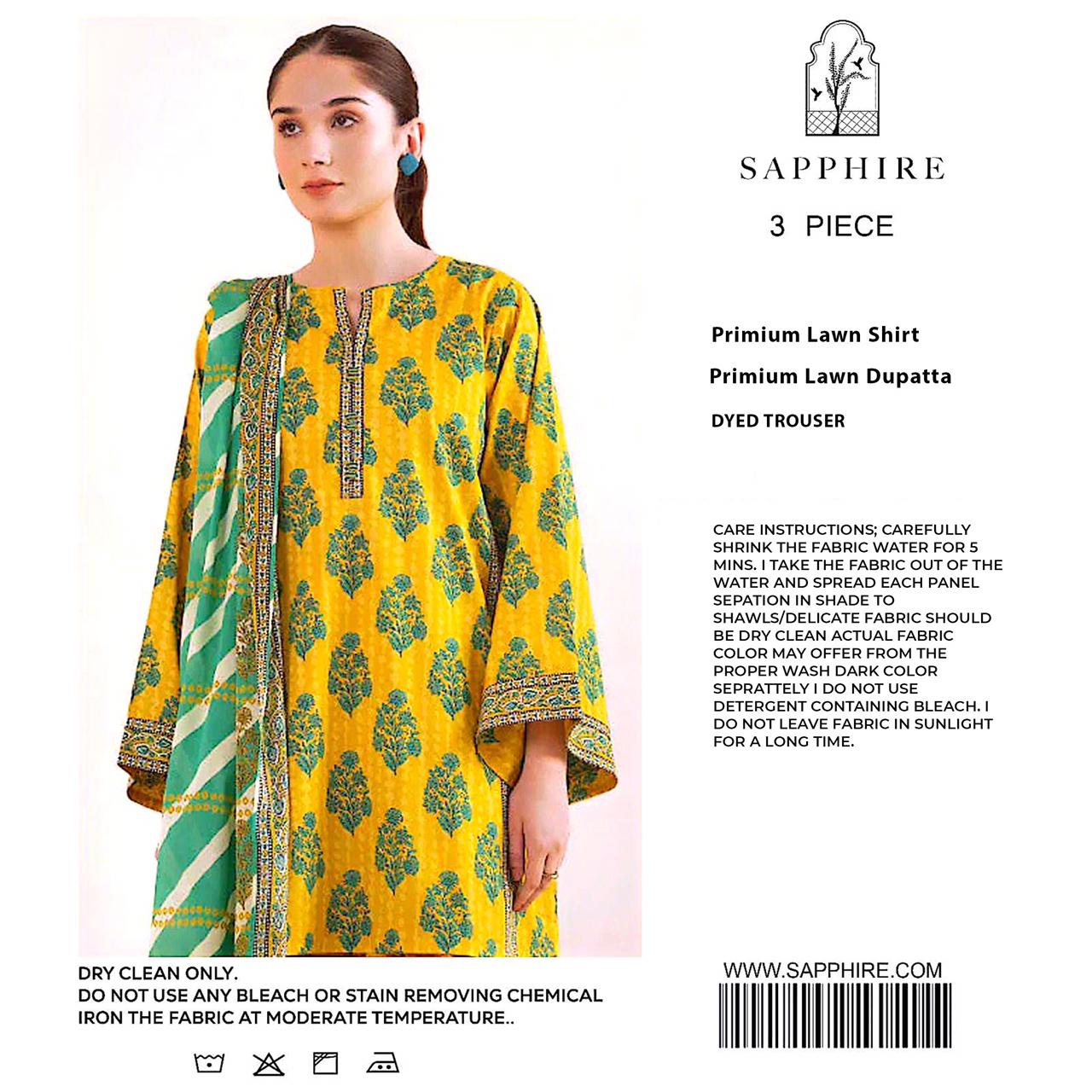 SAPPHIRE Luxury Embroidered Unstitched 3 Piece Lawn Suit – ZeenatWear360 
