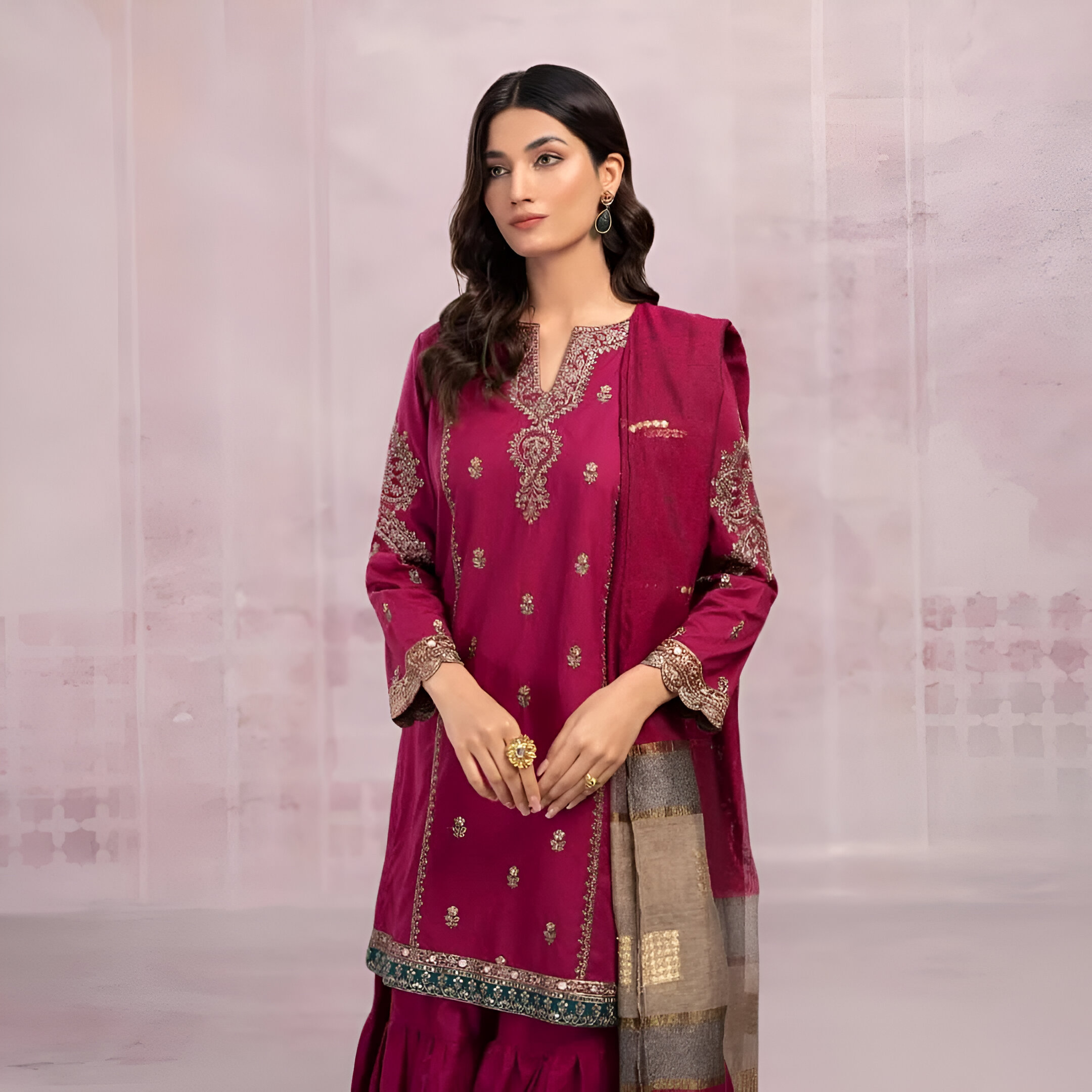 Premium Dhanak 3pc Suit 🍂MARIA B 7020🍂