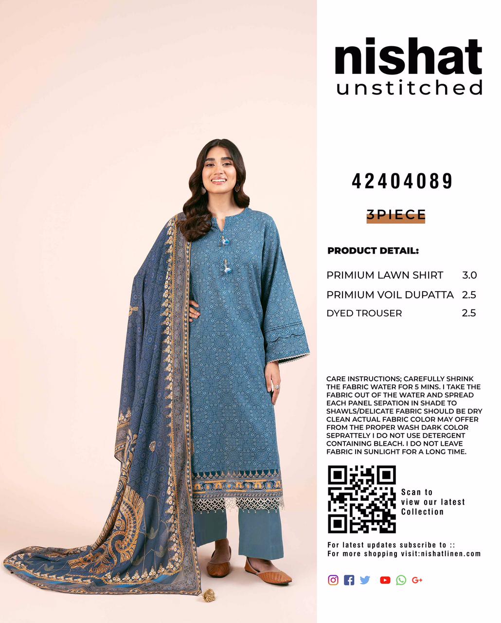 NISHAT  Luxury Embroidered Unstitched 3 Piece Lawn Suit – ZeenatWear360 