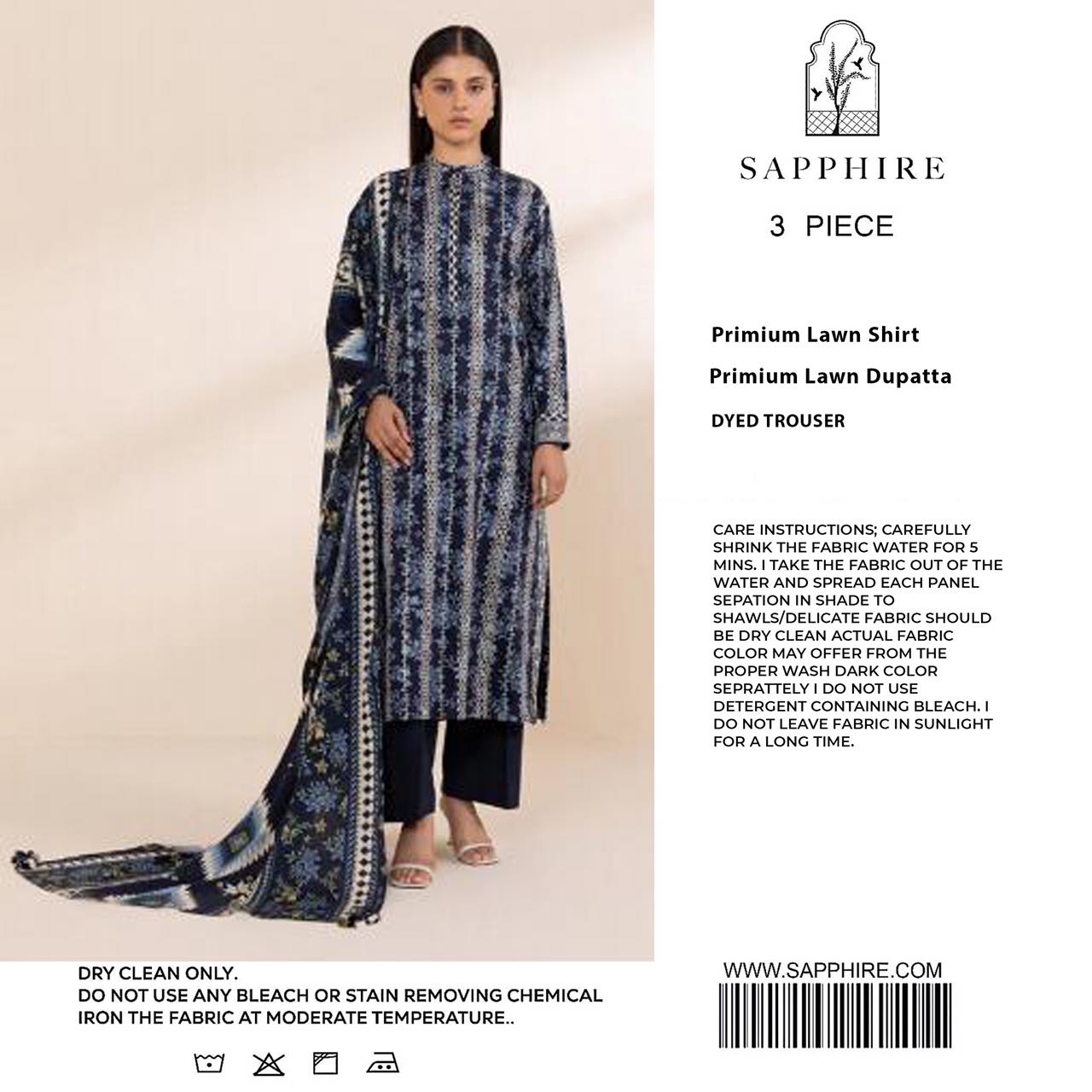 SAPPHIRE Luxury Embroidered Unstitched 3 Piece Lawn Suit – ZeenatWear360