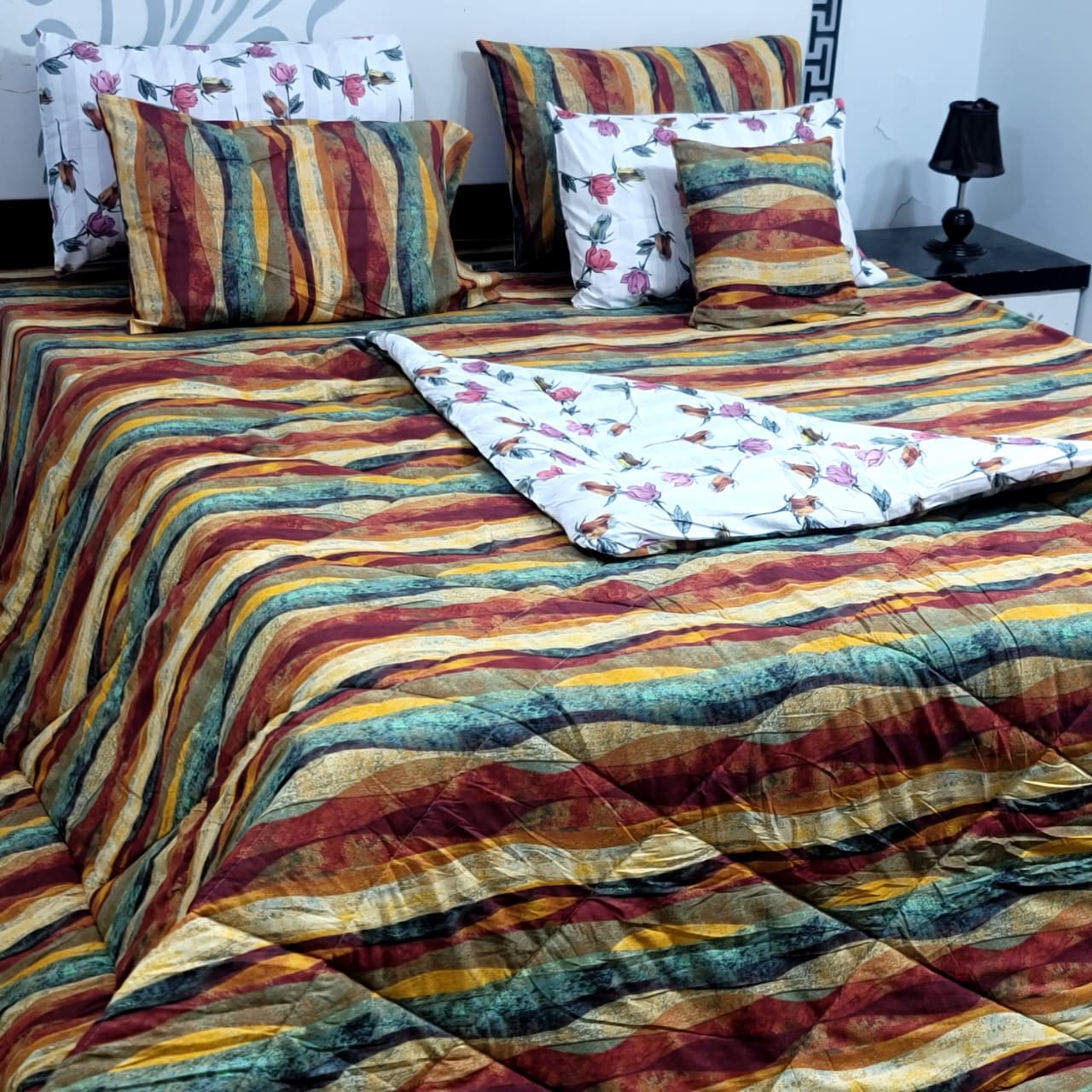 Pure Cotton Bedsheet + Vicky razai Set 7pcs