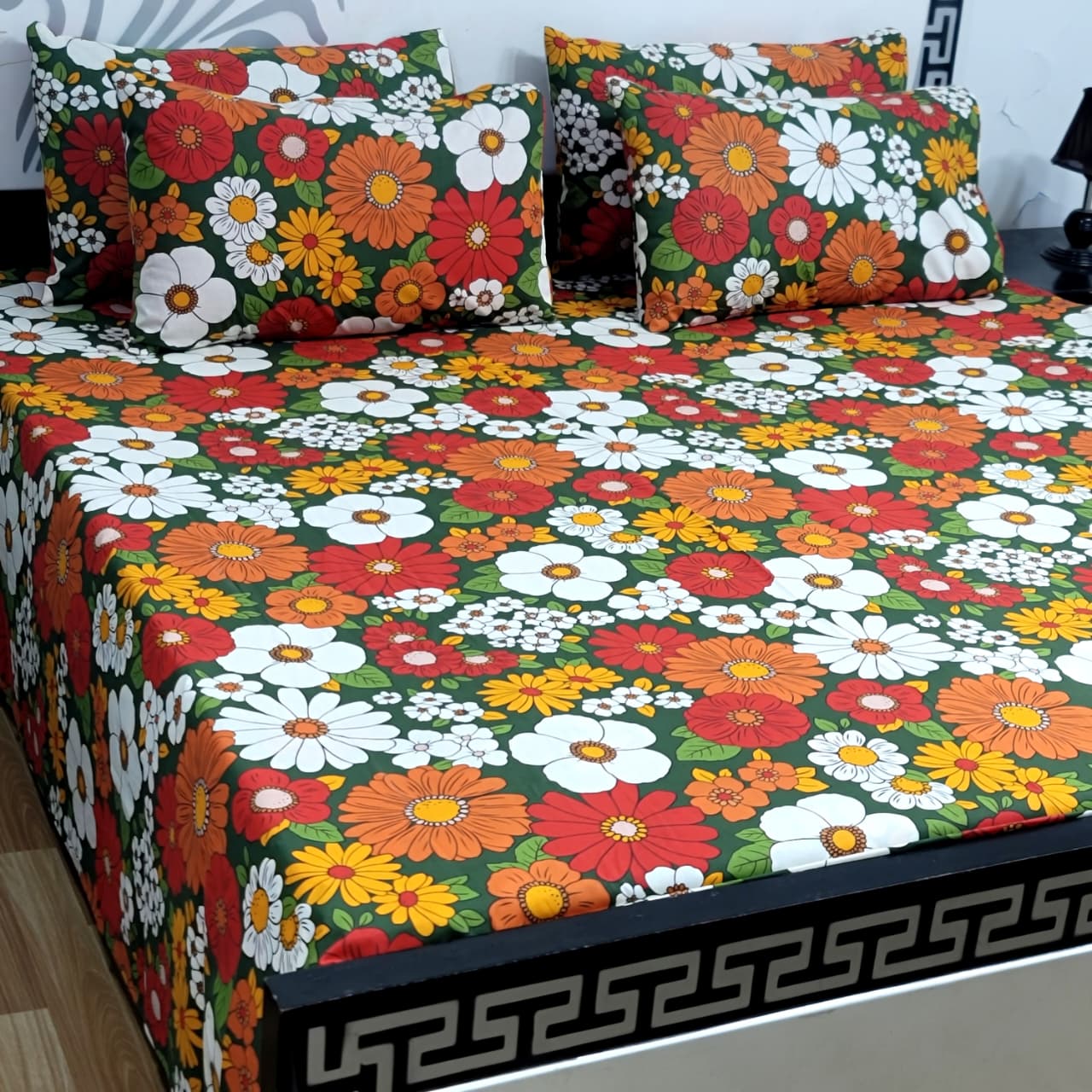 🔅 5 PC Pure Cotton Bedsheets 🔅King Size✨ Double Bedsheets✨