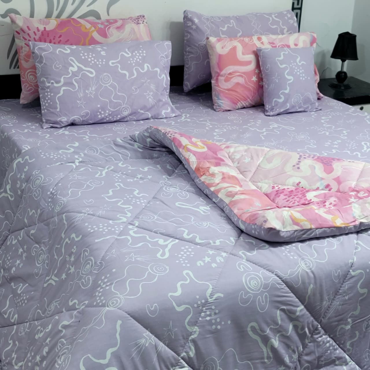Pure Cotton Bedsheet + Vicky razai Set 7pcs
