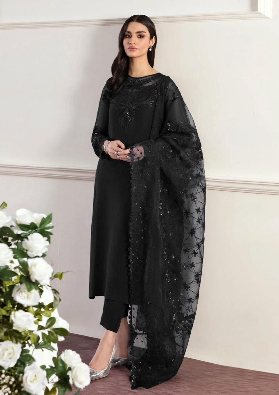 Baroque 3pc Unstitched Suits 6 Colours By Alnisa Embroidery Collection